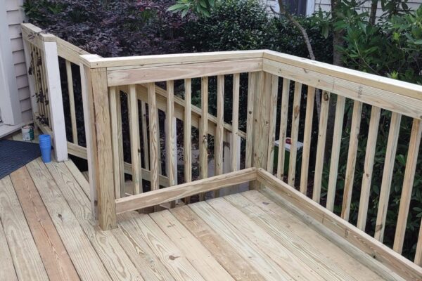 Porch stairs and handrail